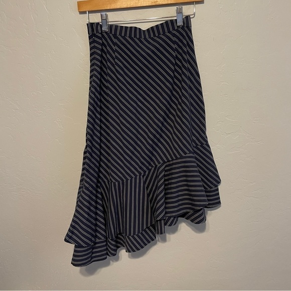 Joie Yenene Striped Asymmetrical Hem Midi Skirt Navy Size 0 - Picture 5 of 6